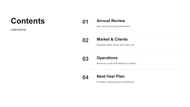Editorial Forest Deck Kit — agenda page