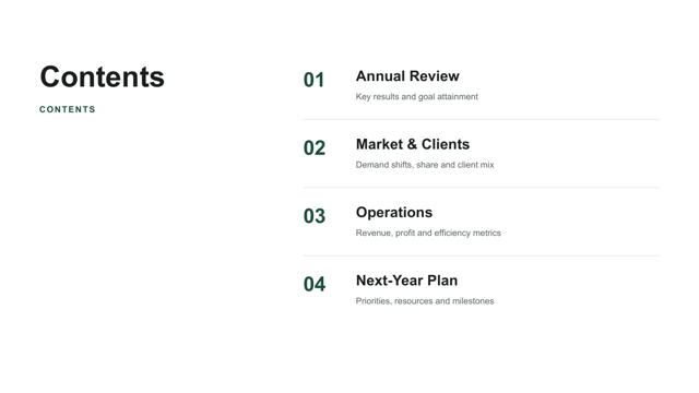 Editorial Forest Deck Kit — agenda page