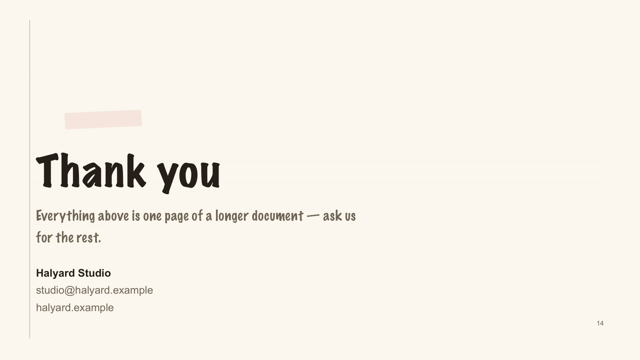 Sketch Notebook — Hand-drawn Review Deck Template — closing page